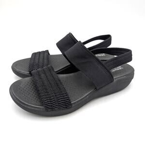 BZees Cali Slingback Wedge Sandals Open Toe Women's Black Size US6M EU36